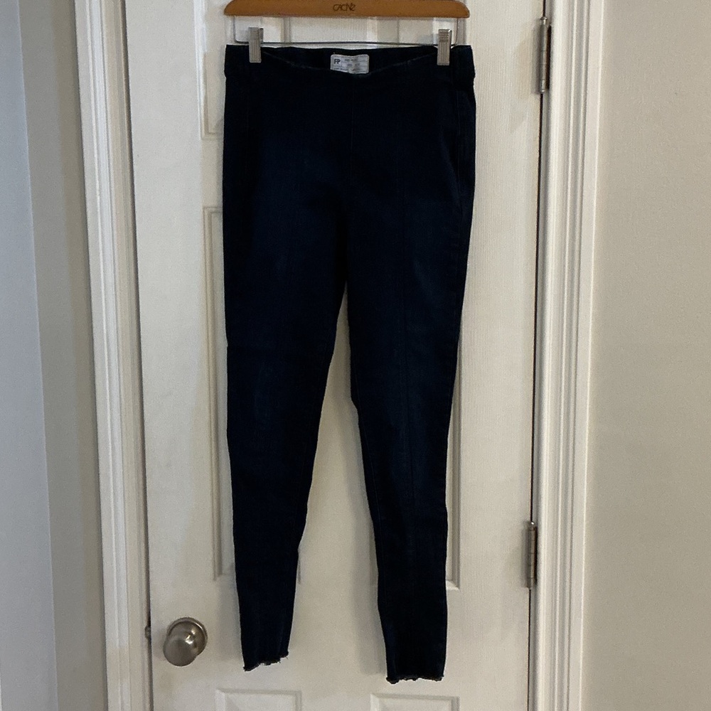 Free People Navy Skinny Pull-On Jeans w/ Elastic Waist